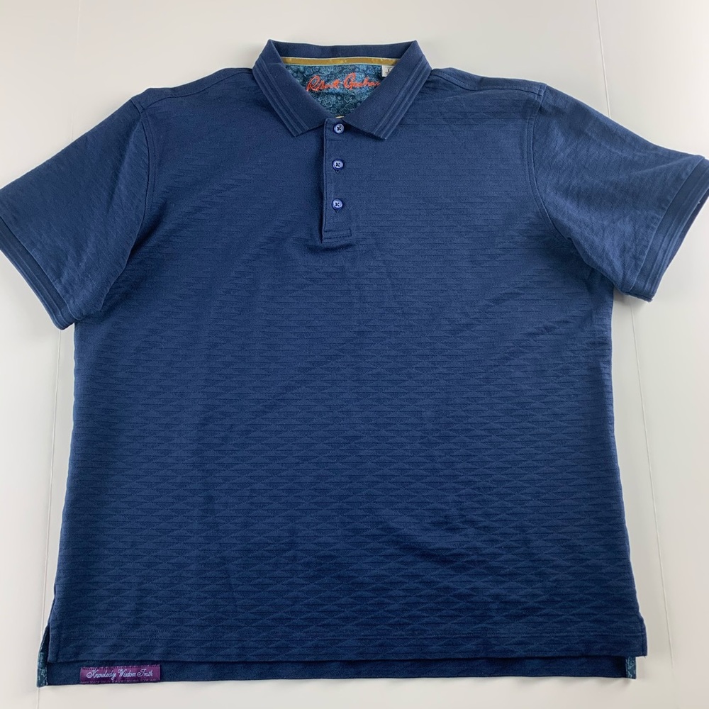 Robert Graham Short Sleeve Blue Polo Shirt
